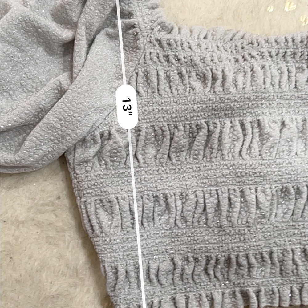 Urban outfitters smocked glitter silver crop top - Picture 6 of 6